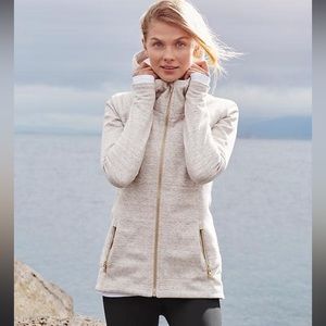 Athleta Triumph Luxe Stronger Hoodie zip Up sweatshirt in Oatmeal Heather XS